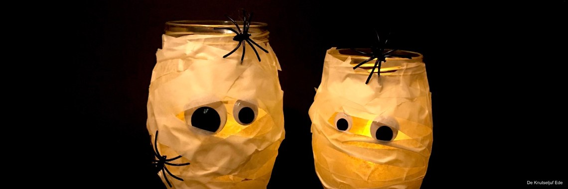 Halloween mummies sfeerlichtjes - Crea met Kids