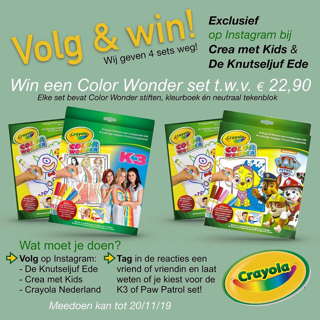 De Knutseljuf Ede ?? on Instagram: “Win een Crayola Color Wonder set! Exclusief op Instagram bij Crea met Kids en De Knutseljuf Ede. Wij geven 4 sets weg! ? . ? Volg op…”