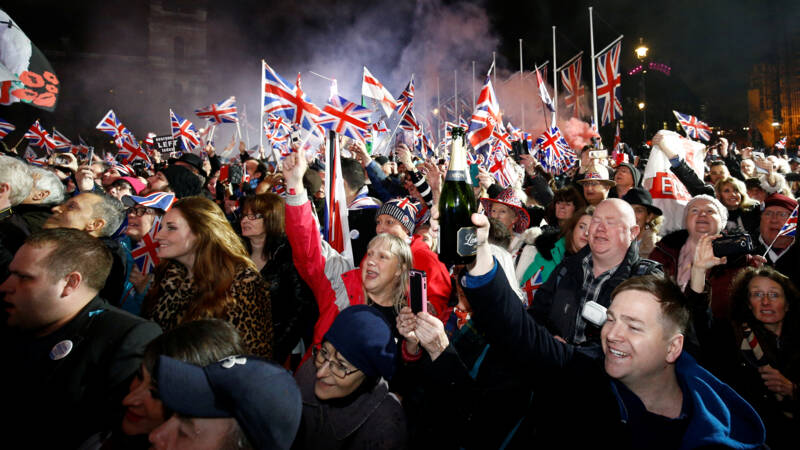 Brexit is een feit, duizenden vieren Brits vertrek uit EU in Londen