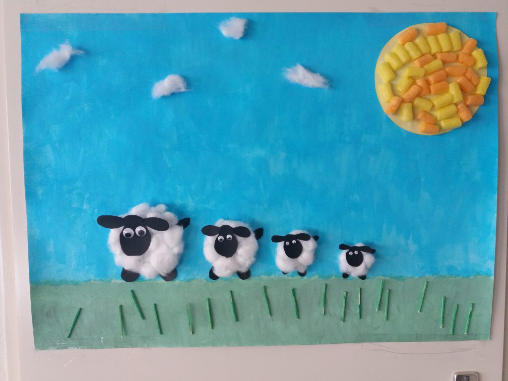 Schapen schilderij knutselen » Crea met kids