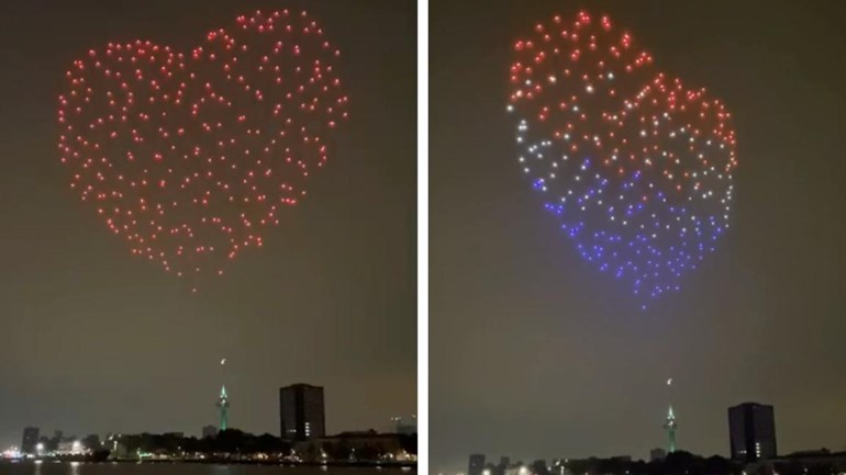 Spectaculaire lichtshow boven Rotterdam met honderden drones - Rijnmond