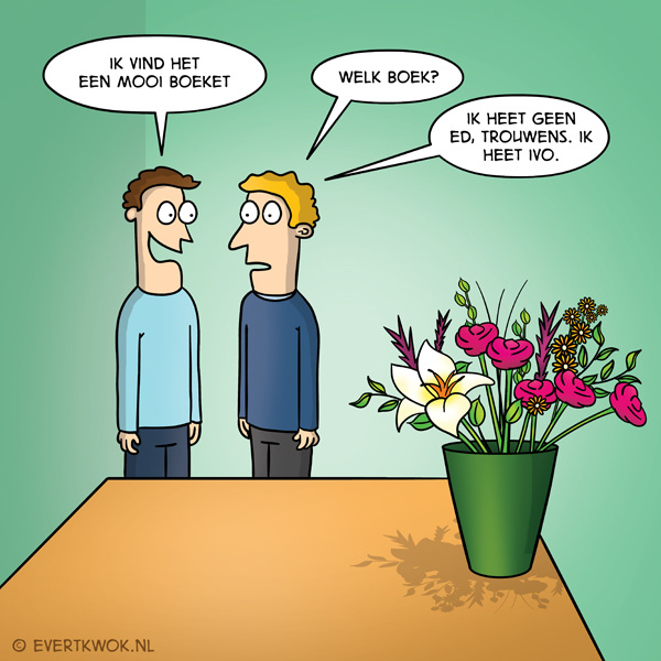 Ik heet Ivo #cartoon #boeket #bloemen - Evert Kwok