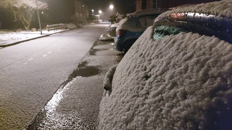 Eerste sneeuw gevallen, dun laagje in Groningen