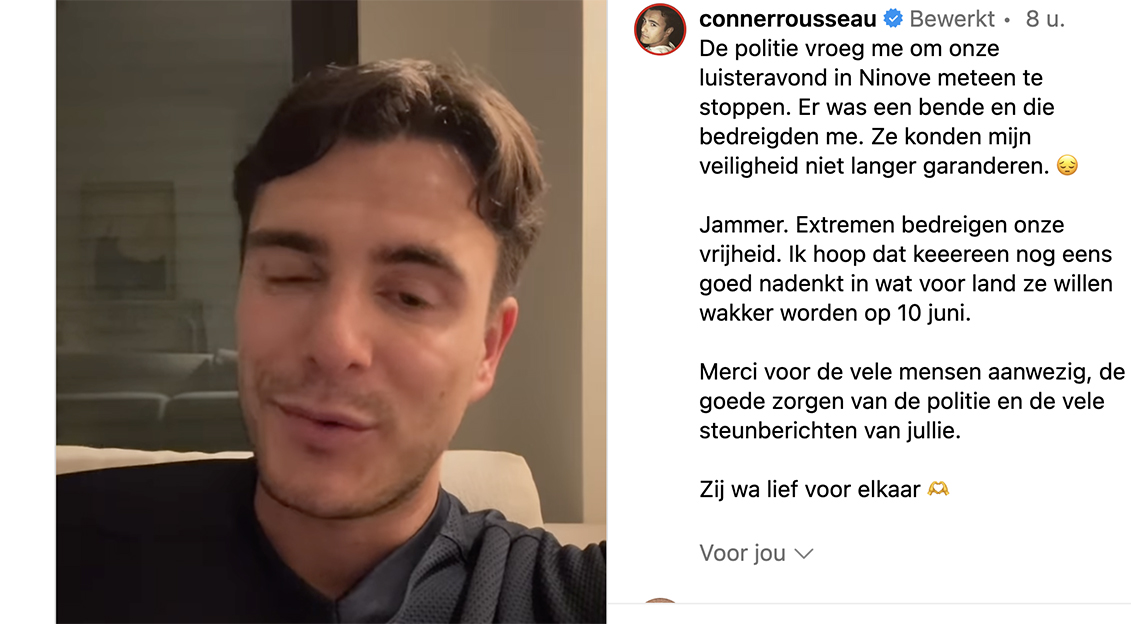 Conner Rousseau wentelt zich in het martelaarschap na tumult op zijn luisteravond in Ninove (video)