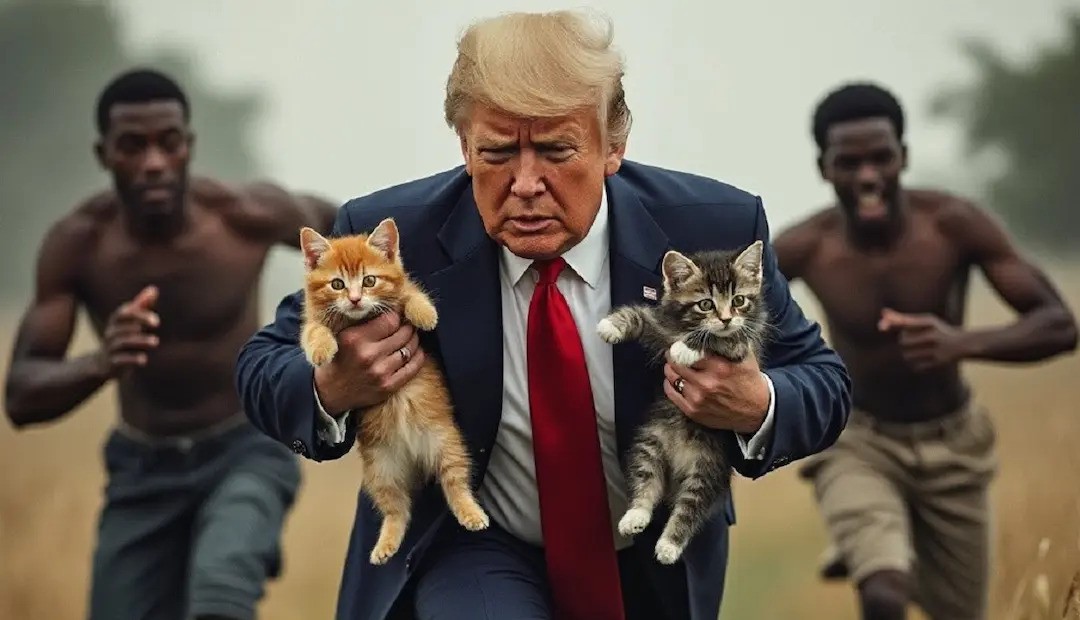 Wanhopige Republikeinen Gebruiken AI Om Nepfoto's Te Genereren Van Donald Trump Die Kittens Redt INDIGNATIE AI & Politiek